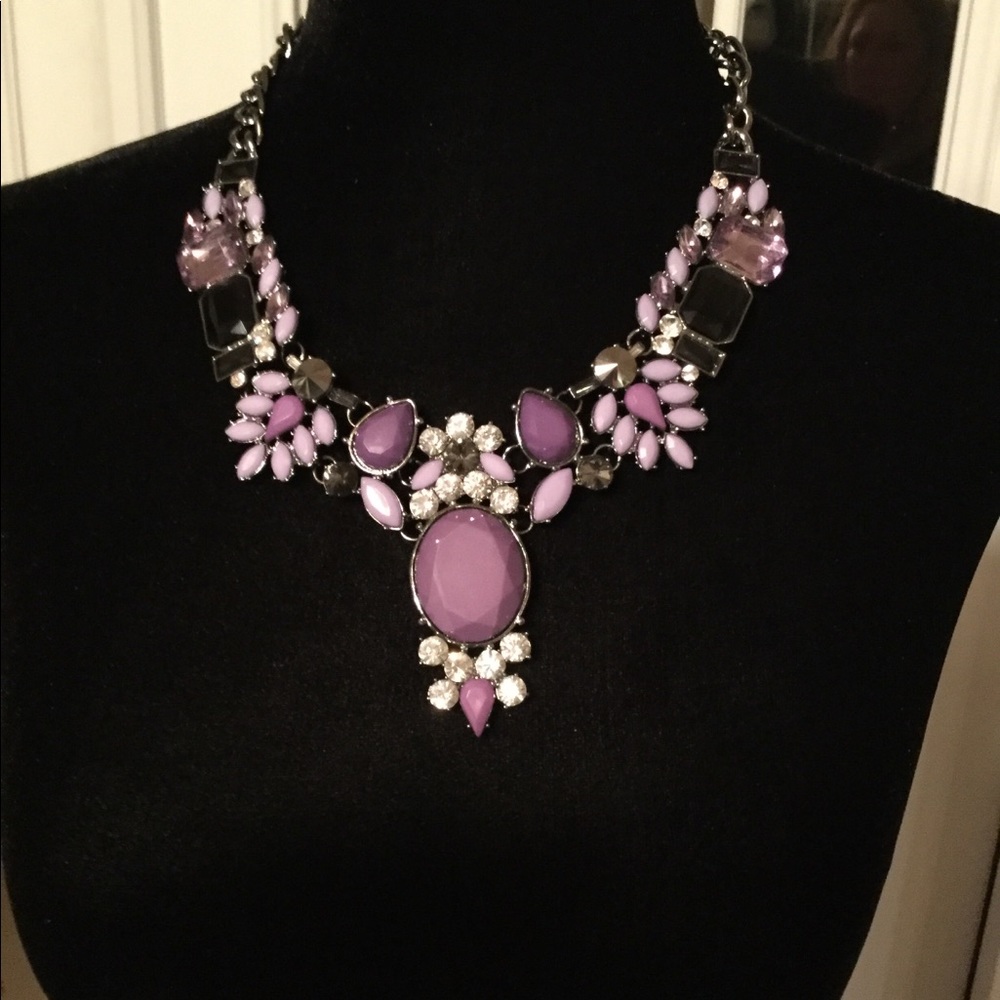 Purple crystal statement necklace